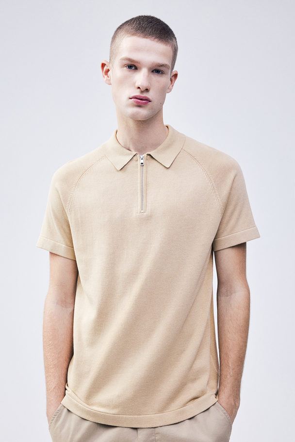 H&M Poloshirt Muscle Fit Beige