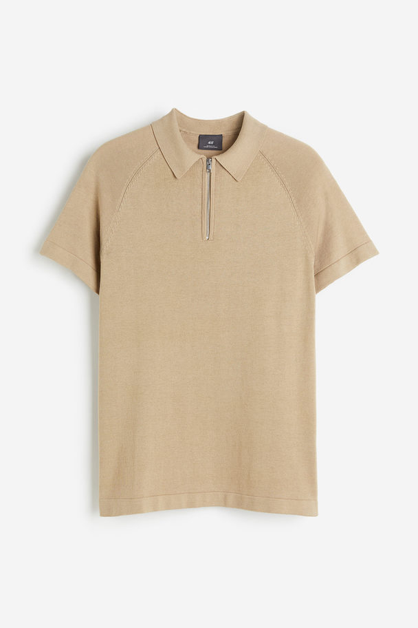 H&M Muscle Fit Polo Shirt Beige