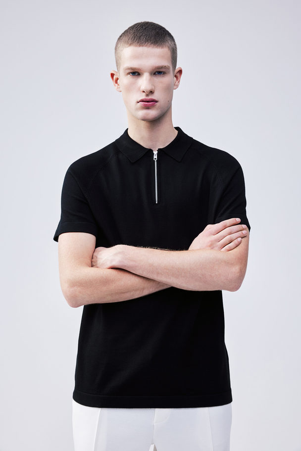 H&M Poloshirt - Muscle Fit Zwart