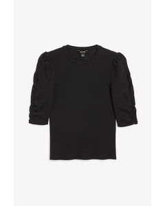 Ruched Sleeve Top Black