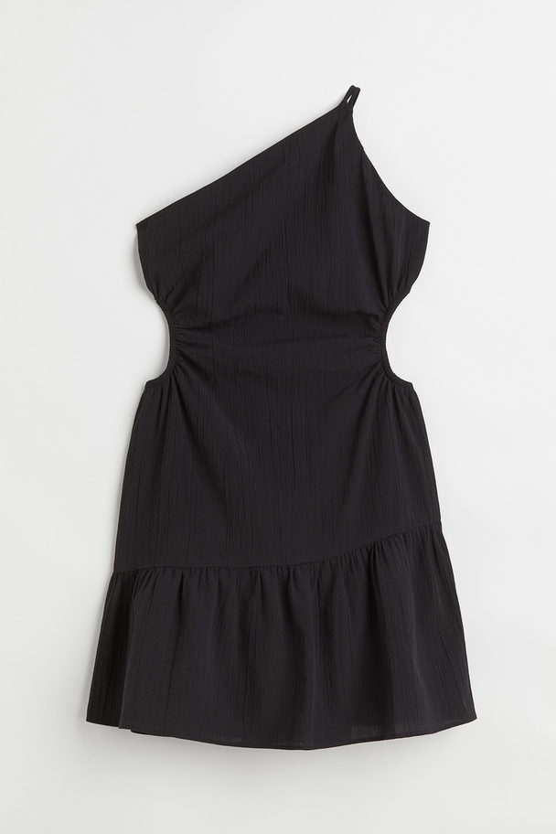 H&M One-shoulder Cut-out Dress Black