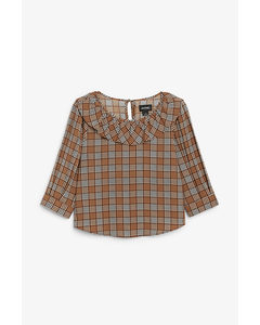 Ruffle blouse Brown checks