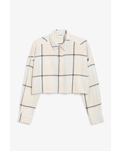 Cropped Flannel Shirt White
