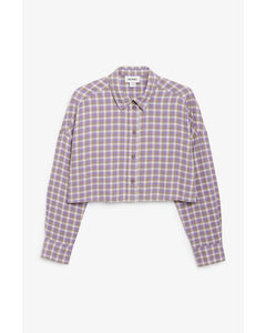 Cropped Flannel Shirt Purple Check