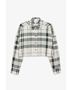 Cropped Flannel Shirt Green Check