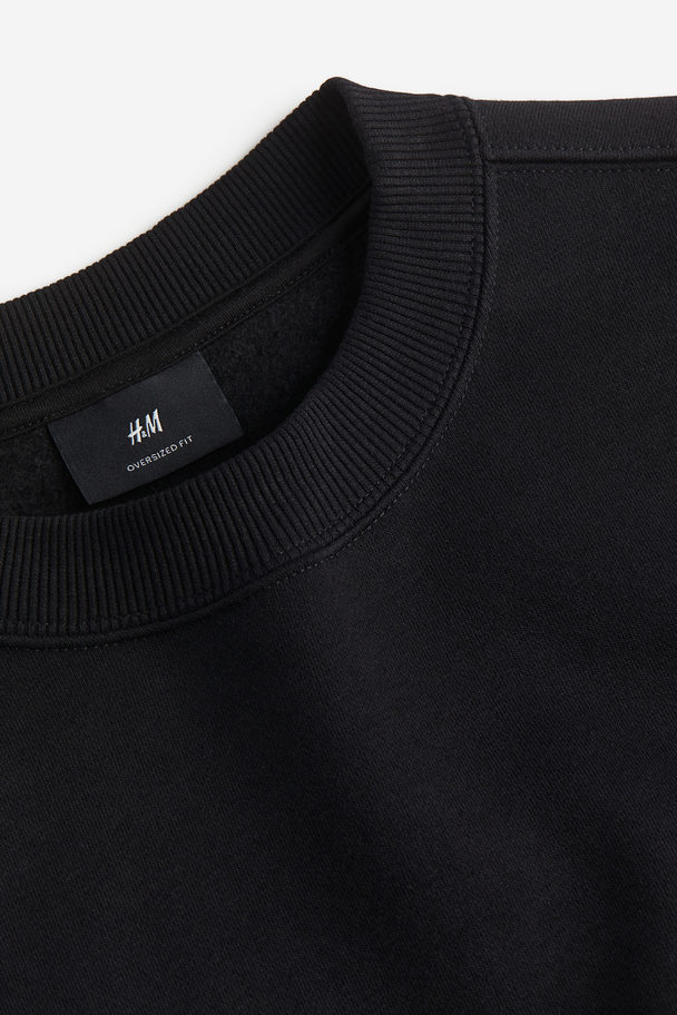 H&M Oversized Fit Printed Sweatshirt Black/beach