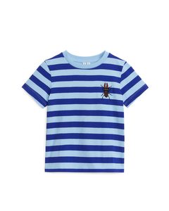 T-Shirt mit Insektenaufnäher Blau/Käfer