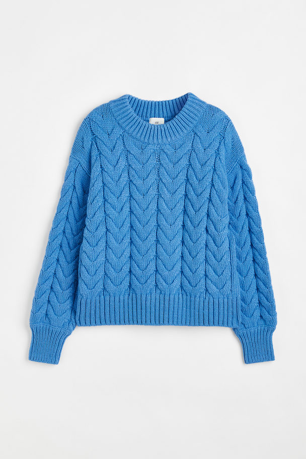 H&M Pullover in Zopfstrick Blau
