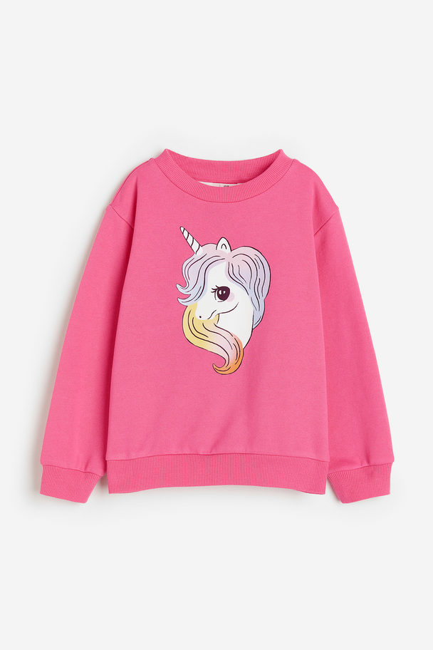 H&M Printed Sweatshirt Pink/unicorn