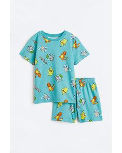 Bedruckter Pyjama Türkis/Pokémon