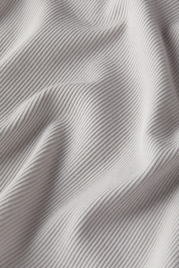H&M Croppad Ribbad T-shirt Ljusgrå
