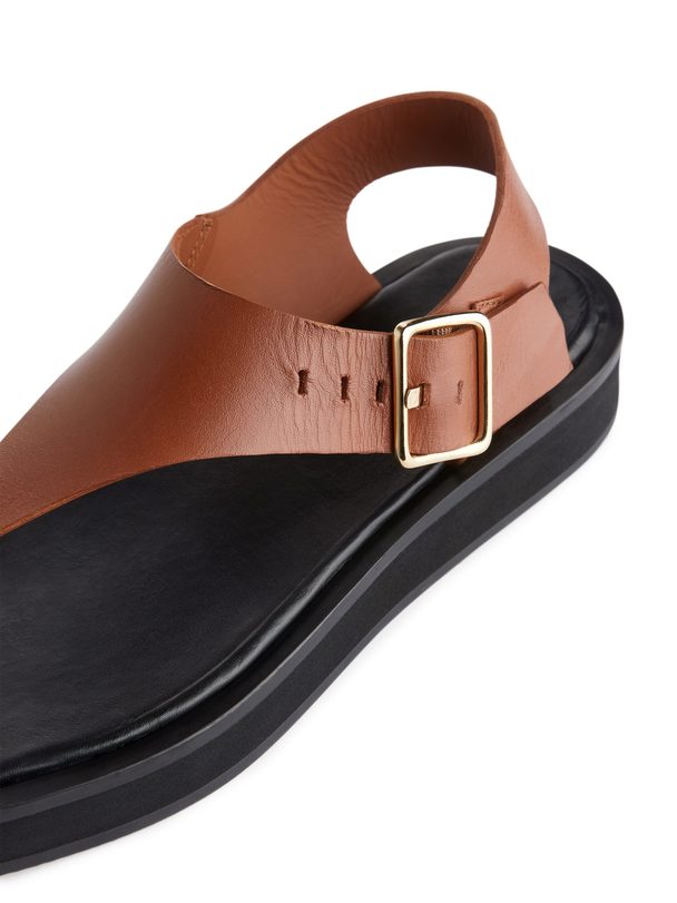 ARKET Leren Sandalen Met Dikke Zool Bruin