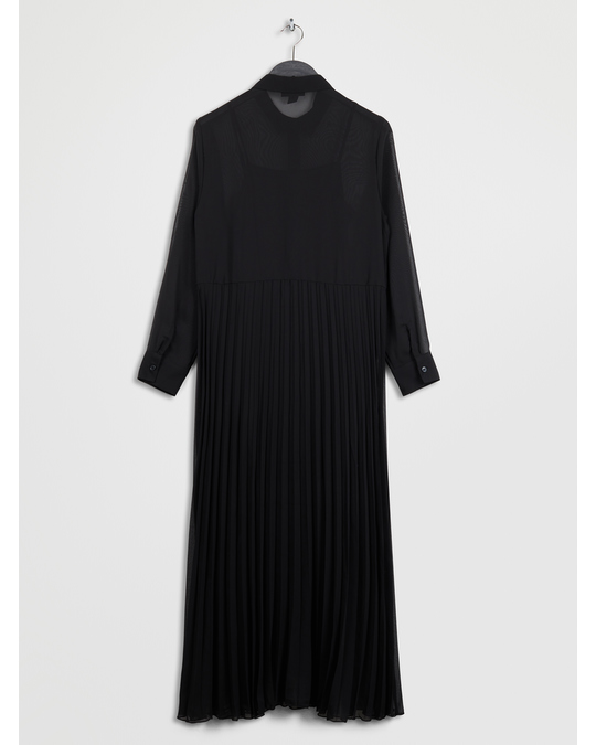 Monki Sheer pleated dress Black magic