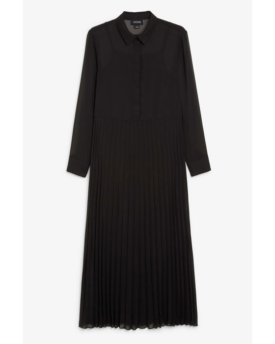 Monki Sheer pleated dress Black magic