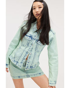 Fitted Denim Jacket Washed Green
