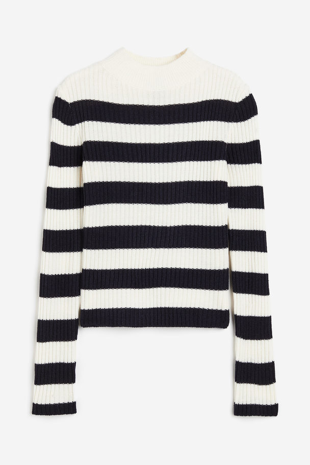 H&M Rib-knit Jumper Black/striped