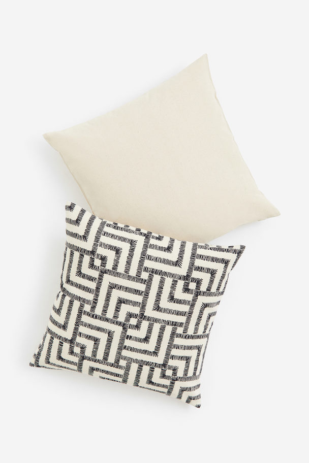 H&M HOME 2-pack Cotton Cushion Covers Light Beige/patterned
