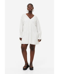 H&M+ Tunikakleid mit Kordelzugdetail Weiß