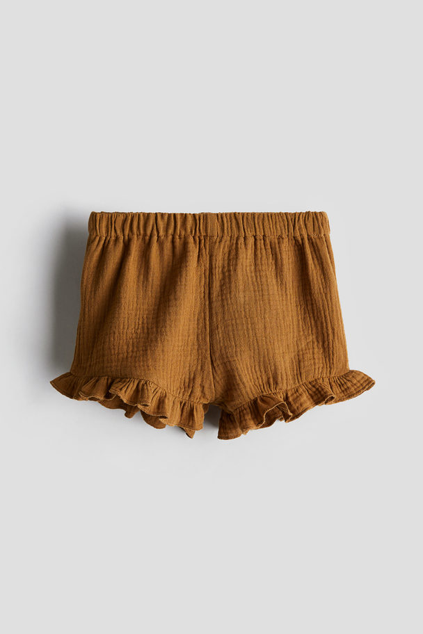 H&M Cotton Muslin Shorts Brown