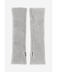 Rib-knit Arm Warmers Light Grey