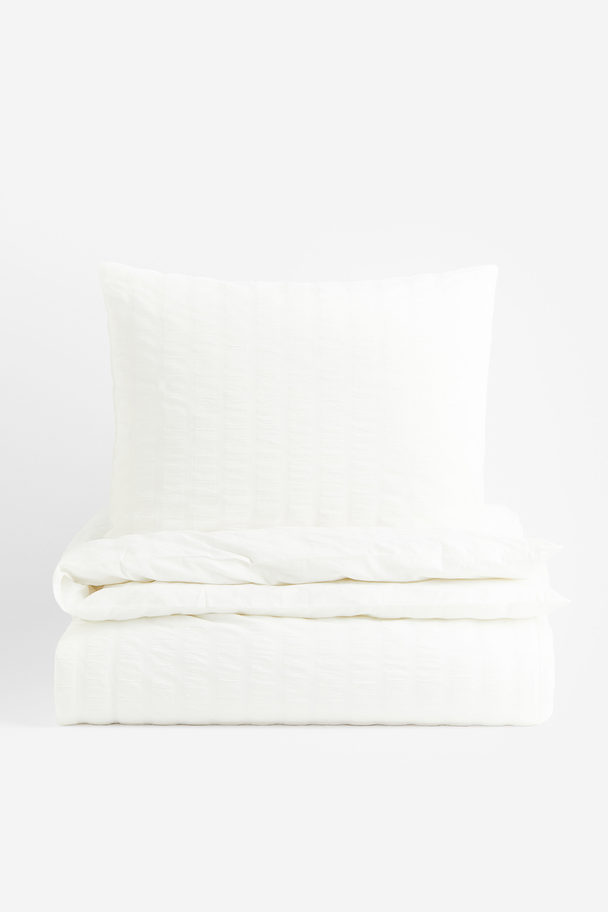 H&M HOME Bettwäsche aus Seersucker Weiß