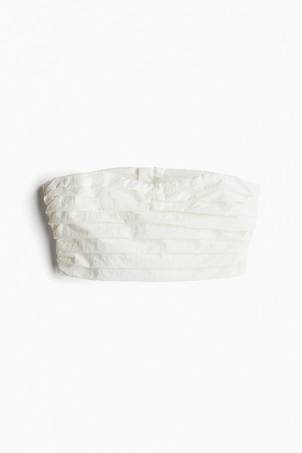 H&M Kurzes Bandeau-Top aus Nylon Weiß