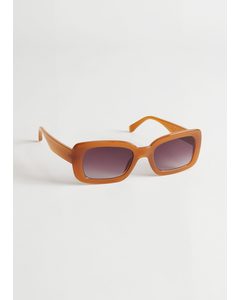 Rectangular Frame Sunglasses Caramel Brown