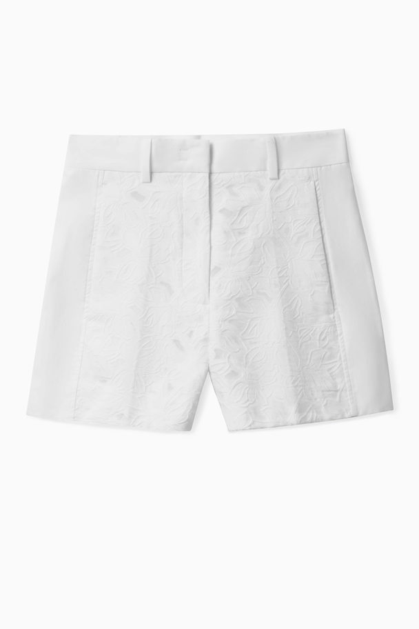 COS Floral Panel Tailored Shorts White