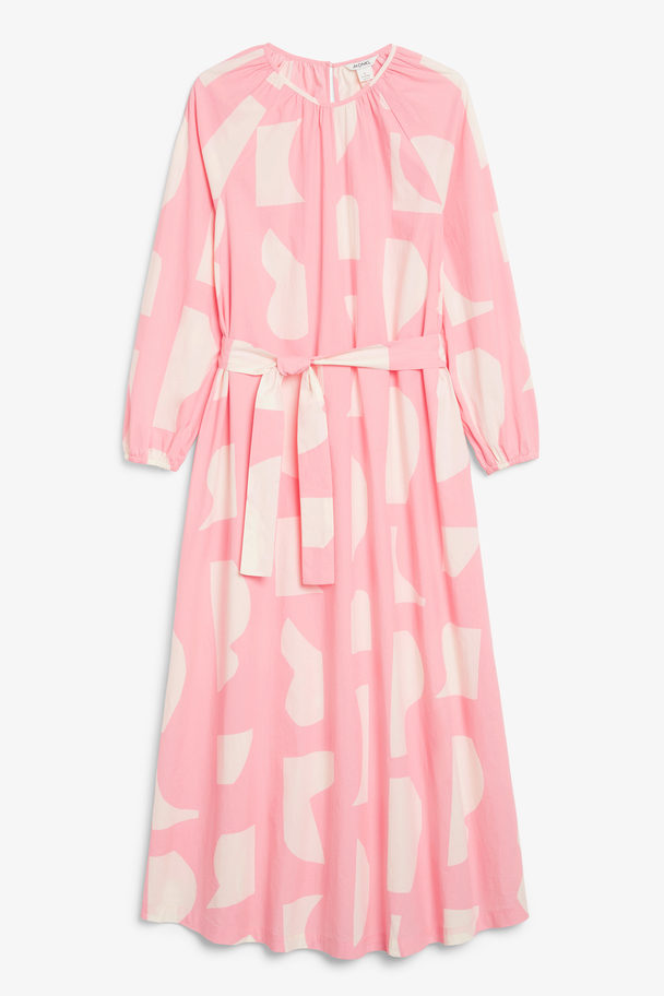 Monki Pink & White Patterned Long Sleeve Maxi Dress Pink / White