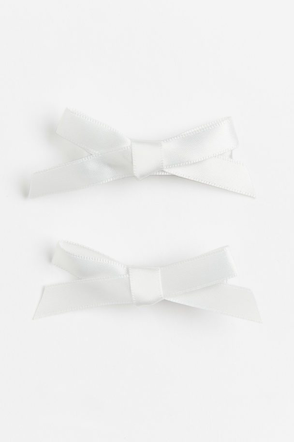 H&M 2-Pack Haarspange mit Schleife Weiß