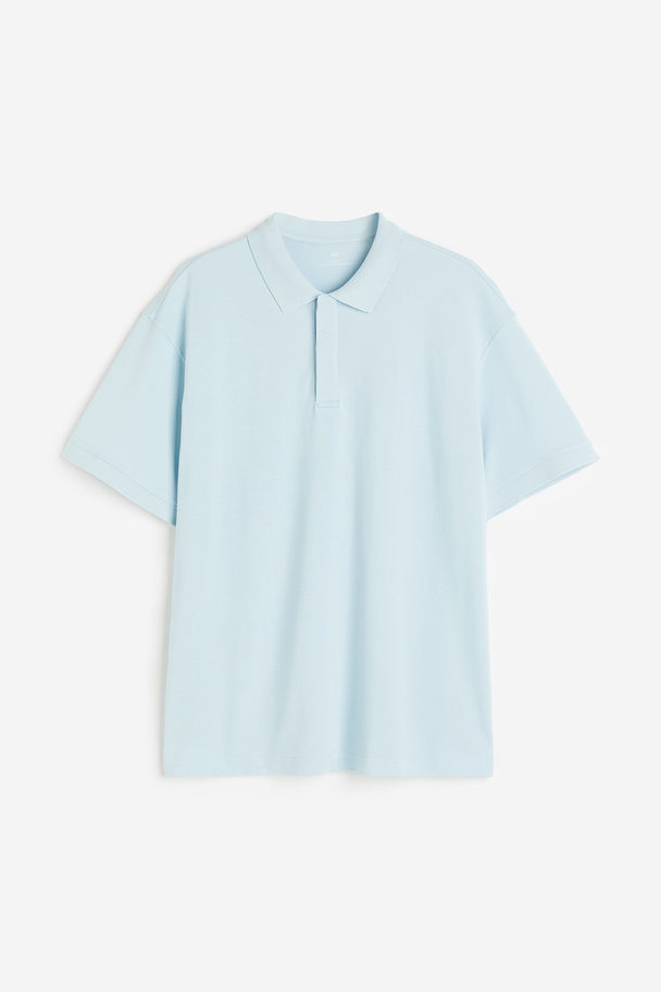 H&M Piqué Poloshirt - Relaxed Fit Lichtblauw