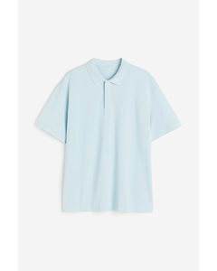 Relaxed Fit Piqué Polo Shirt Light Blue