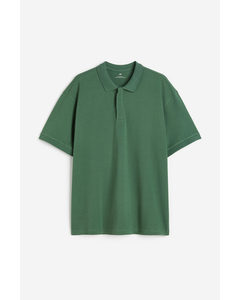 Poloshirt I Piqué Relaxed Fit Mørkegrøn
