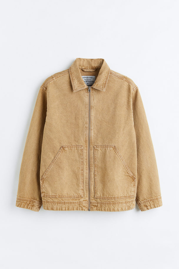 H&M Jeansjacke Relaxed Fit Beige