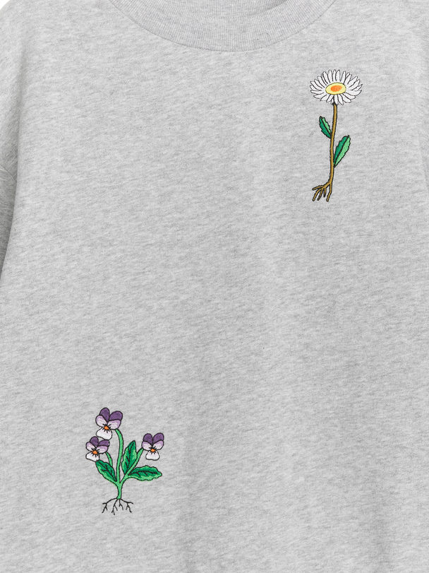 ARKET Sweatshirt mit Stickerei Graumeliert