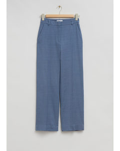 Straight Mid-waist Press Crease Trousers Dusty Blue