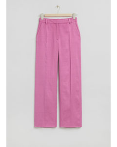 Straight Mid-waist Press Crease Trousers Bright Pink