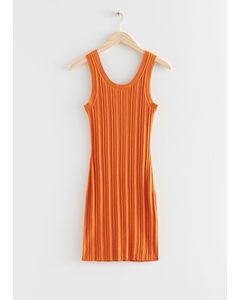 Ribbed Tank Midi Knitted Dress Orange