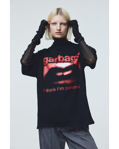 Oversized T-Shirt mit Print Schwarz/Garbage