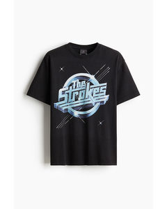 Loose Fit T-shirt Med Trykk Sort/the Strokes