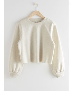 Kastenförmiger Jersey-Pullover Weiß meliert