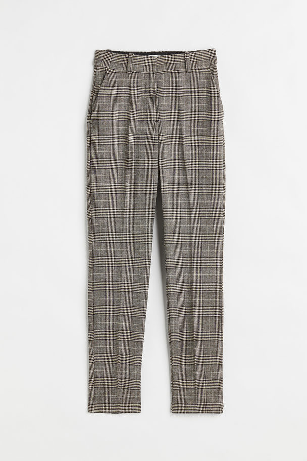 H&M Cigarette Trousers Brown/checked