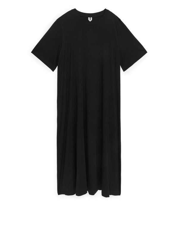 ARKET A-line T-shirt Midi Dress Black