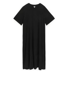 A-line T-shirt Midi Dress Black