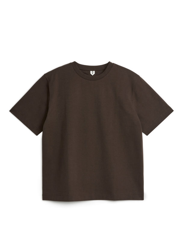 ARKET T-shirt I Interlock-stof Mørk Gråbrun