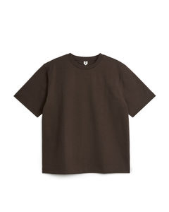 T-shirt I Interlock-stof Mørk Gråbrun