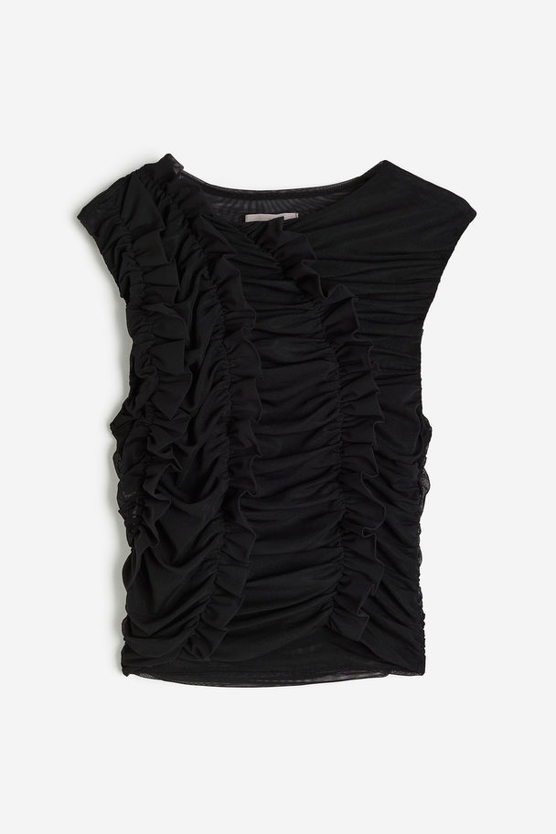 H&M Frilled Tulle Top Black