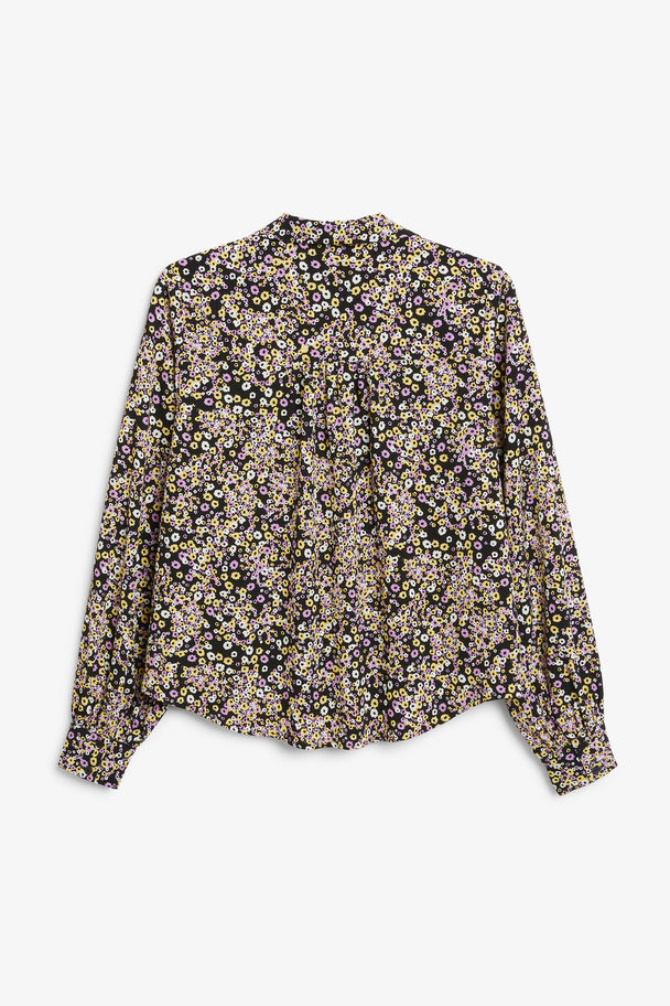 Monki Purple And Yellow Floral Soft Structure Blouse Purple & Yellow Flowers