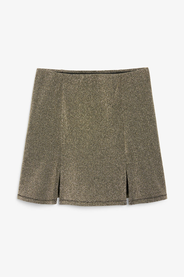 Monki Fitted Mini Skirt Metallic Gold