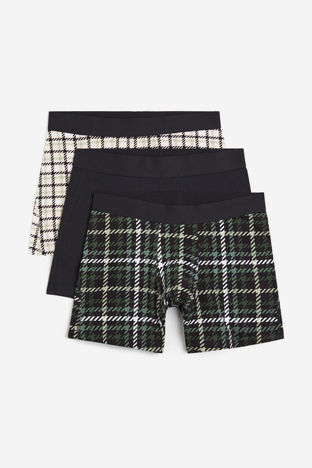 H&M 3-pack Xtra Life™ Cotton Trunks Green/checked